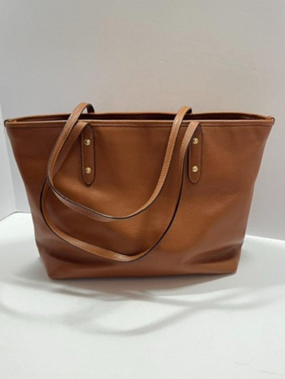 Coach Pebbled Leather City Zip Tote Bag Brown w/COA EUC - Picture 2 of 12